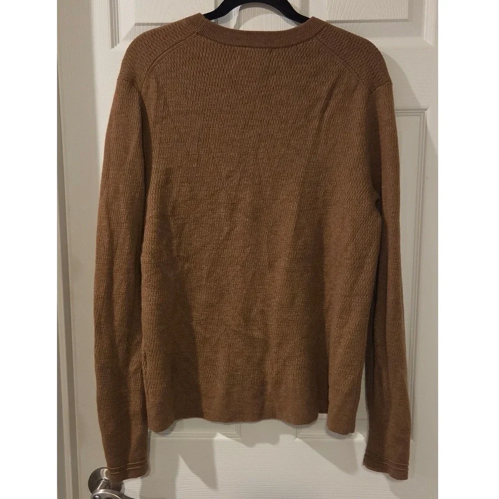 Banana Republic Merino Wool Thermal Knit Crew Neck Sweater Camel Men's XL RWS